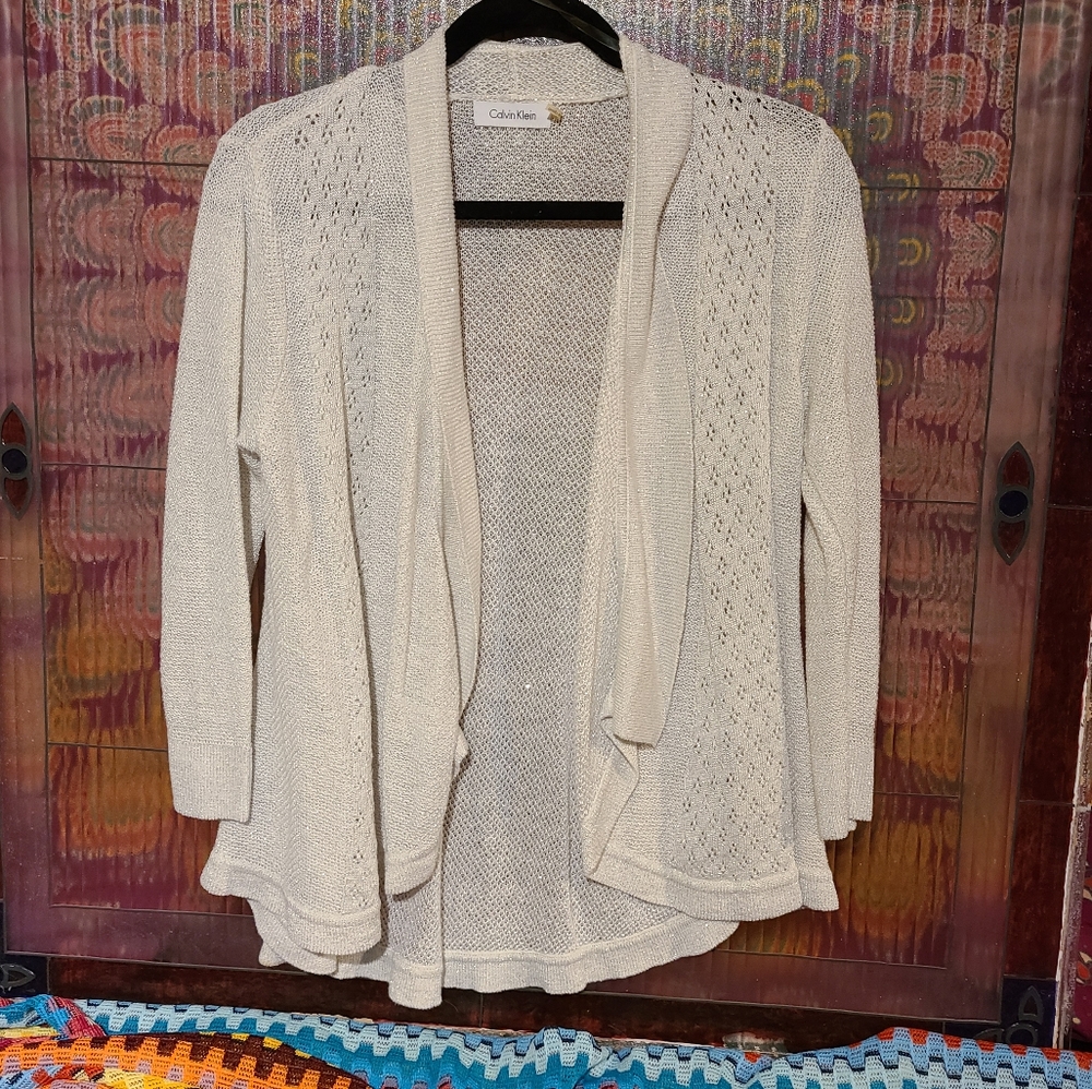 LAST CHANCE Calvin Klein Sparkle / Glittery Cream Cardigan